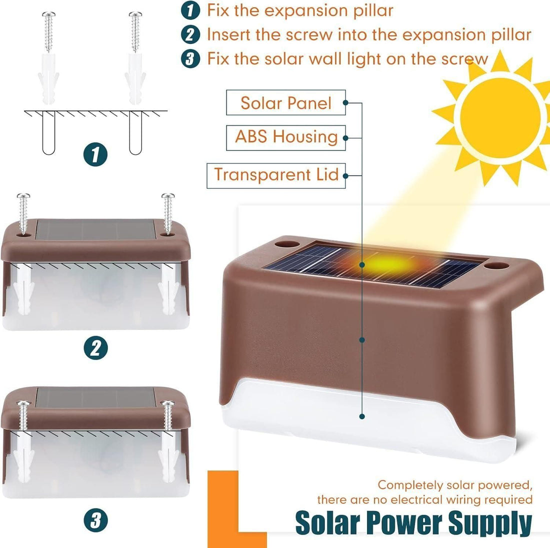 Solar Deck Lights Outdoor – Waterproof LED Step & Pathway Lighting for Garden & Patio