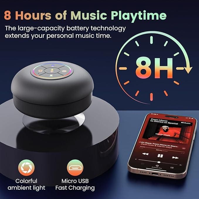 Large Suction Cup Waterproof Bluetooth Speaker – Portable Wireless Shower Speaker
