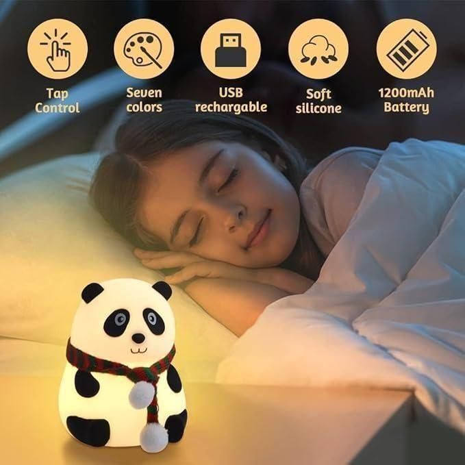 Cute Panda Light Lamp for Kids – Soft Silicone, Safe & Rechargeable Night Light